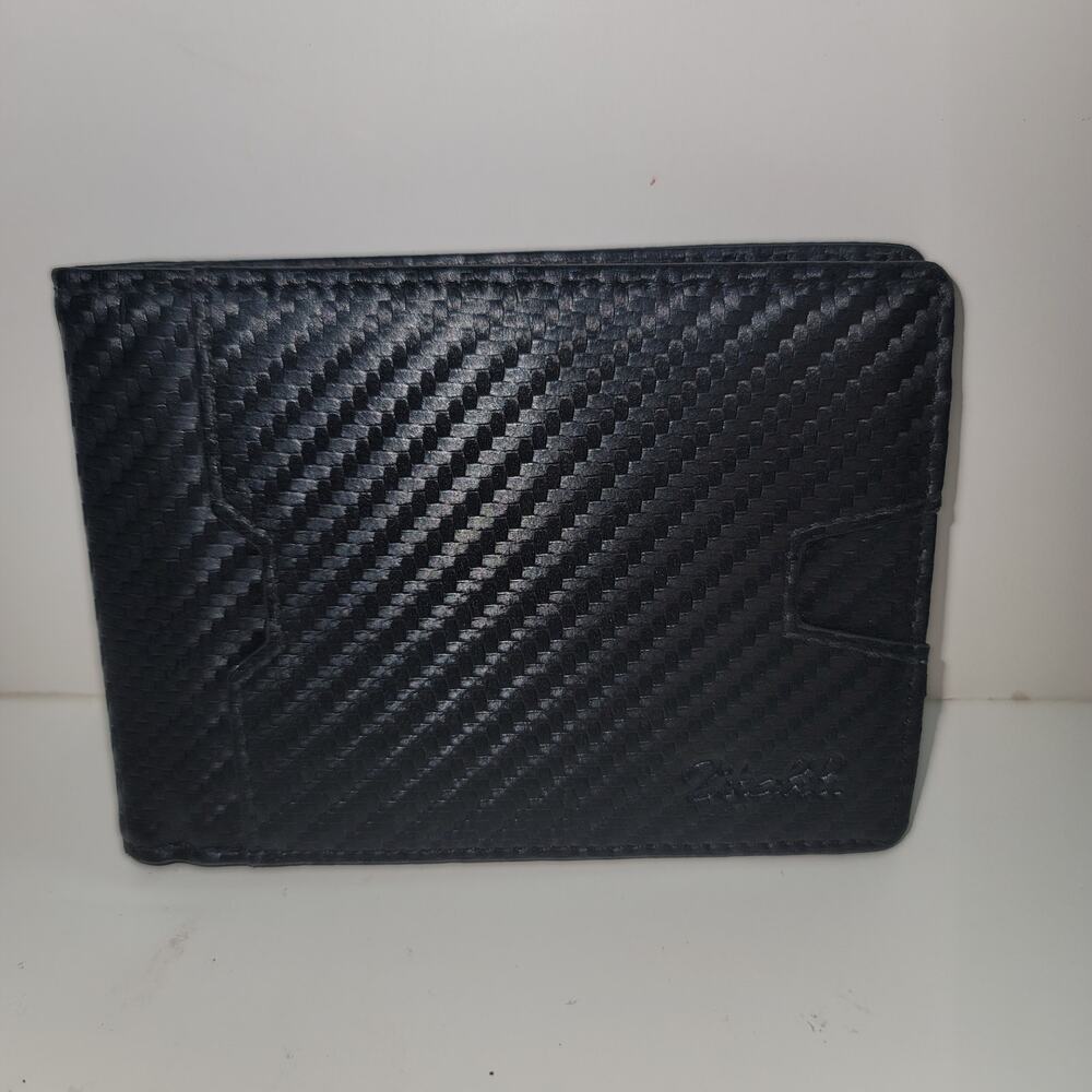 Zitahli black woven bifold wallet minimalist RFID lightweight